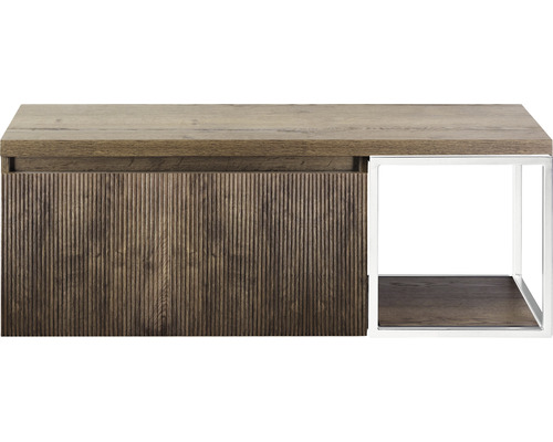 Kúpeľňová skrinka pod umývadlo Sanox Frozen 3D charleston 120 x 43 x 45 cm Drevená konzola s policou a kovovým rámom