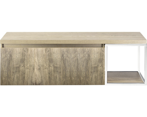 Kúpeľňová skrinka pod umývadlo Sanox Frozen 3D francúzsky dub 140 x 43 x 45 cm Skrinka pod umývadlo so zásuvkou a otvorenou priehradkou