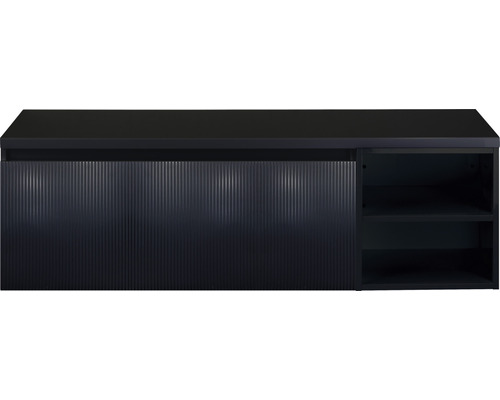 Kúpeľňová skrinka pod umývadlo Sanox Frozen 3D čierna matná 140 x 43 x 45 cm Skrinka pod umývadlo s jednými dvierkami a dvoma policami