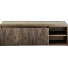 Drevená skrinka s policami a zvisle ryhovanými dvierkami