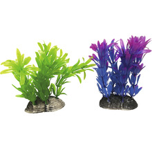Dve umelé akvarijné rastliny na kamennom podstavci