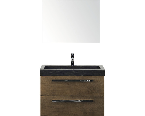 Umývadlová zostava so zrkadlom, umývadlom, spodnou skrinkou a dvoma zásuvkami