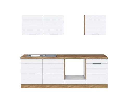 Kuchynská linka s drezom, spodnými a hornými skrinkami