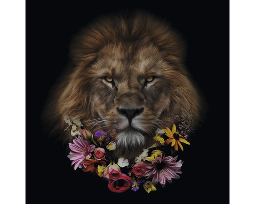 Sklenený obraz Flowered Lion 50x50 cm