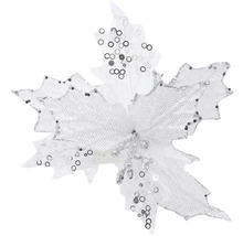 Dekoratívna vianočná kvetina s trblietavými akcentmi