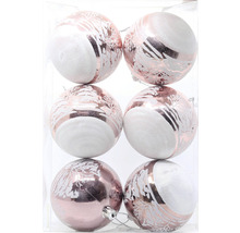 Šesť vianočných gúľ s rôznymi vzormi v priehľadnom obale