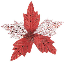 Dekoratívna vianočná kvetina s lístkami a trblietkami