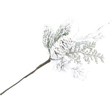 Dekoratívna vetva so šiškou a umelým snehom