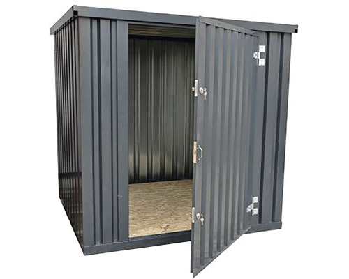 Kovová kôlňa na náradie s otvorenými dverami