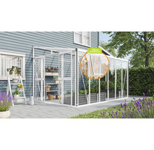 Skleník k stene Vitavia Athena 10200 kombinácia skla a polykarbonátu 265,9x397,2 cm biely