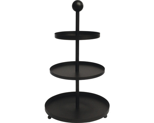 Etažér kovový Lafiora v. 50 cm čierny Etážový podnos s tromi úrovňami na prezentáciu jedla alebo dekorácií.