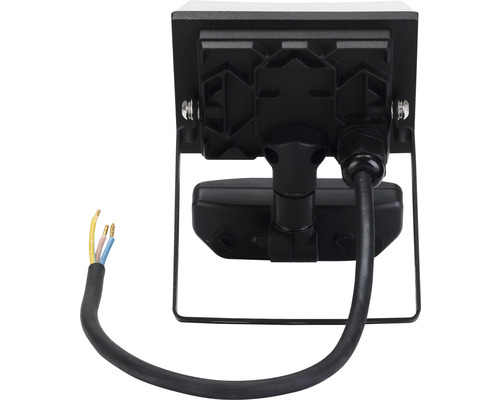 Pohľad zozadu na LED reflektor s káblovou prípojkou