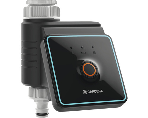 Logo Gardena. Inteligentný vodný počítač na zavlažovanie záhrady.