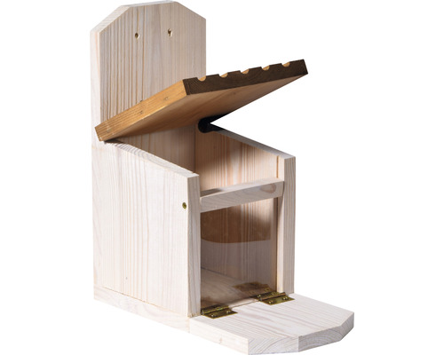 Otvorený drevený kŕmny automat pre divé vtáky