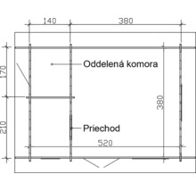Pôdorys záhradného domčeka s rozmermi