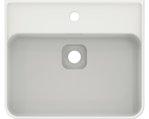 Pohľad zhora na keramické umývadlo