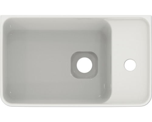 Keramický drez s odkvapkávacou plochou a otvorom pre vodovodnú batériu