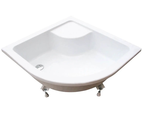 Rohová sprchová vanička zo sanitárneho akrylátu s odtokovou súpravou a nožičkami