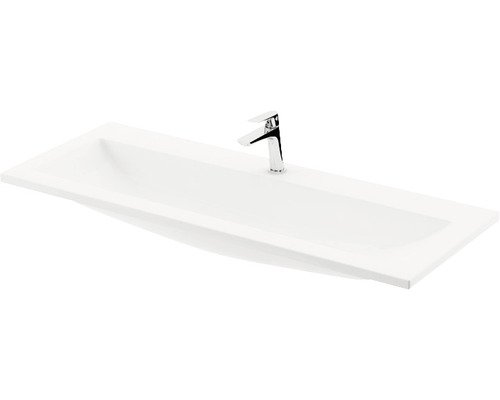 Umývadlo na skrinku RAVAK Clear liaty mramor biela 1000 x 120 x 380 mm XJJ01110000 Biele umývadlo na dosku s batériou do kúpeľne