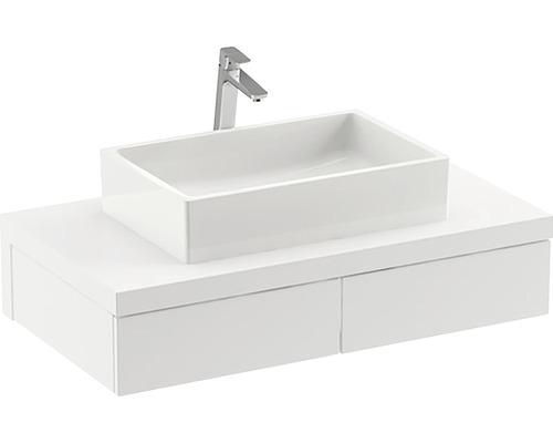 Skrinka pod umývadlo s obdĺžnikovým umývadlom na dosku a dvomi zásuvkami