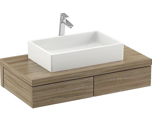 Kúpeľňová skrinka pod umývadlo RAVAK Formy orech 1200 x 220 x 550 mm X000001037 Kombinácia umývadla s doskou s umývadlom na dosku a dvoma zásuvkami