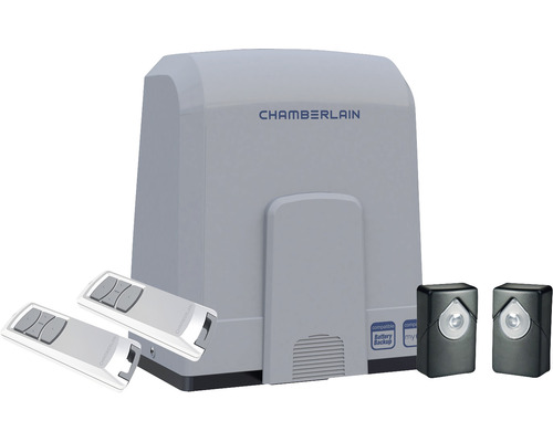 Pohon brány Chamberlain s dvoma ručnými vysielačmi a svetelnými závorami