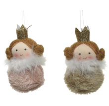 Dve princezné vianočné ozdoby na stromček z plyšu s korunou
