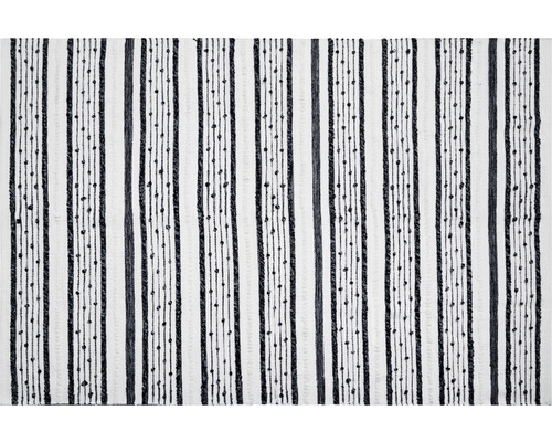Koberec z prúžkov látok bodkovaný biela/čierna 140x200 cm