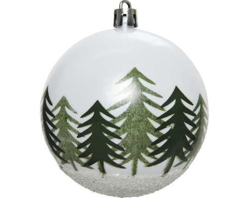 Vianočné ozdoby sklenené gule priehľadné so stromčekmi Vianočná guľa so smrekovými motívmi
