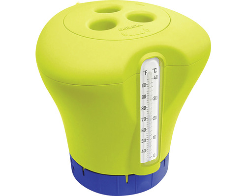 Plovákový dávkovač chemikálií do bazéna s teplomerom na dávkovanie prípravkov na údržbu bazénov