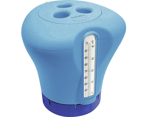 Plovoucí dávkovač s teplomerom pre bazénovú chémiu