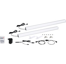 Dve LED svietidlá vrátane diaľkového ovládania, napájacieho zdroja a upevňovacieho materiálu