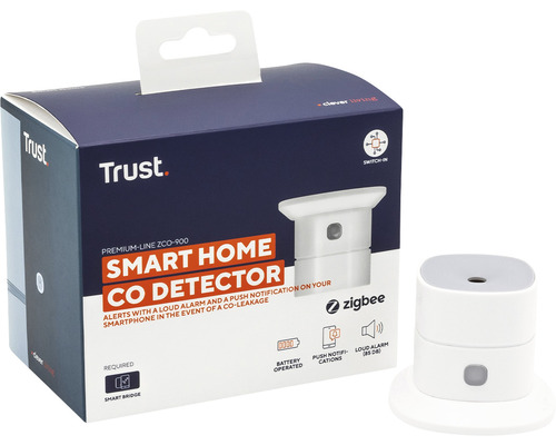 Detektor oxidu uhoľnatého Trust Smart Home s obalom