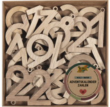 Čísla adventného kalendára z dreva, 24 kusov