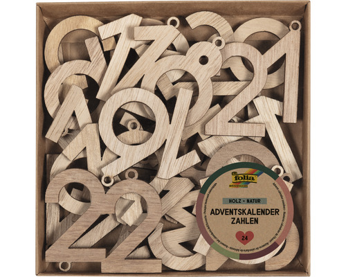 Čísla adventného kalendára z dreva, 24 kusov