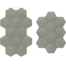 Dva šesťuholníkové sivé akustické panely