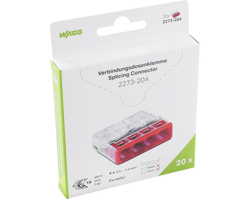 Wago inštalačná svorka 2273-204 v krabici, 20 kusov