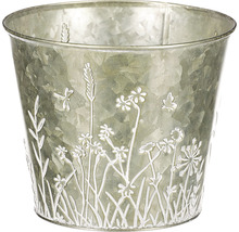 Kovový kvetináč s rastlinnými motívmi