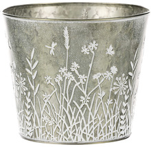 Kvetináč z kovu s rastlinným vzorom