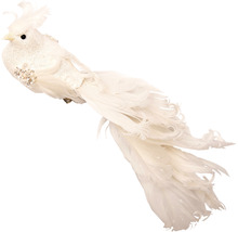 Dekoratívny vták s perím na vianočnú dekoráciu