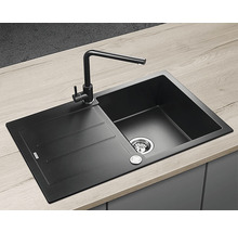 Granitový drez s batériou CONCEPT Black 78x50 cm čierny dg10c45bcbdg4227set