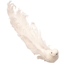 Dekoratívna holubica s perím na vianočnú dekoráciu