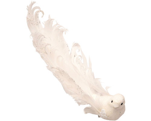 Dekorácia vtáčik závesný biely 24 cm mix druhov Dekoratívna holubica s perím na vianočnú dekoráciu
