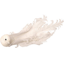 Dekoratívna holubica s perím a trblietkami