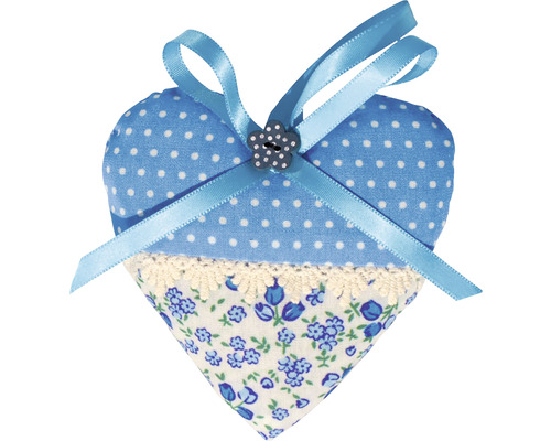 Látkový vankúš v tvare srdca so stuhou a kvetinovým vzorom