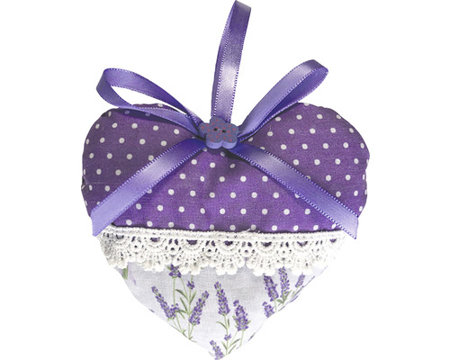 Levanduľové vonné vrecúško v tvare srdca so stuhou na zavesenie