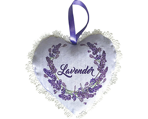 Levanduľové vonné vrecúško v tvare srdca so závesným pútkom