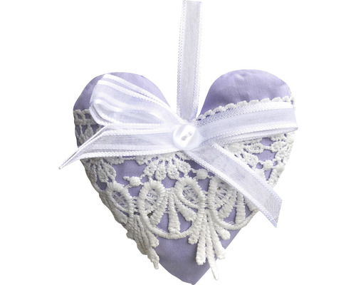 Dekoratívne srdce s čipkou a stuhou na zavesenie