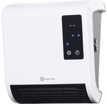 Nástenný ohrievač s digitálnym ovládacím panelom a výstražným symbolom