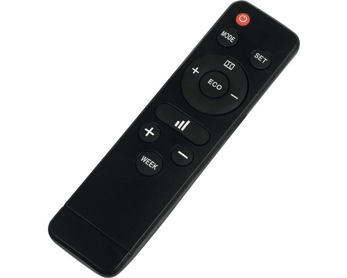 Čierny diaľkový ovládač s viacerými tlačidlami